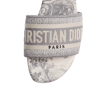 Dway Slide Gray Embroidered Cotton and Toile de Jouy Motif - Image 3