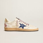 Golden Goose Ball Star in nappa leather with blue suede star and platinum leather heel tab(women) - Image 2