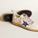 Golden Goose Ball Star in nappa leather with blue suede star and platinum leather heel tab(women) - Image 4
