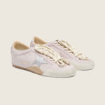 Golden Goos True-Star in pastel pink suede with silver star and heel tab(Women's) - Image 5
