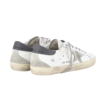 Golden Goose Super-Star trainers in smooth white leather with dark grey back and suede leather star(Men) - Image 3