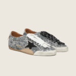 Golden Goose True-Star in silver sequins with black star and silver leather heel tab(Women's) - Image 2