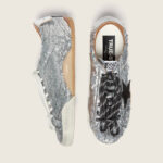 Golden Goose True-Star in silver sequins with black star and silver leather heel tab(Women's) - Image 3