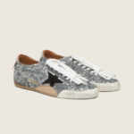 Golden Goose True-Star in silver sequins with black star and silver leather heel tab(Women's) - Image 5