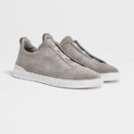 ZEGNA GREY MÉLANGE SUEDE TRIPLE STITCH™ SNEAKERS - Image 2
