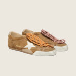 Golden Goose True-Star in tobacco-colored suede with white star and platinum heel tab(Women's) - Image 2