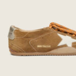Golden Goose True-Star in tobacco-colored suede with white star and platinum heel tab(Women's) - Image 4