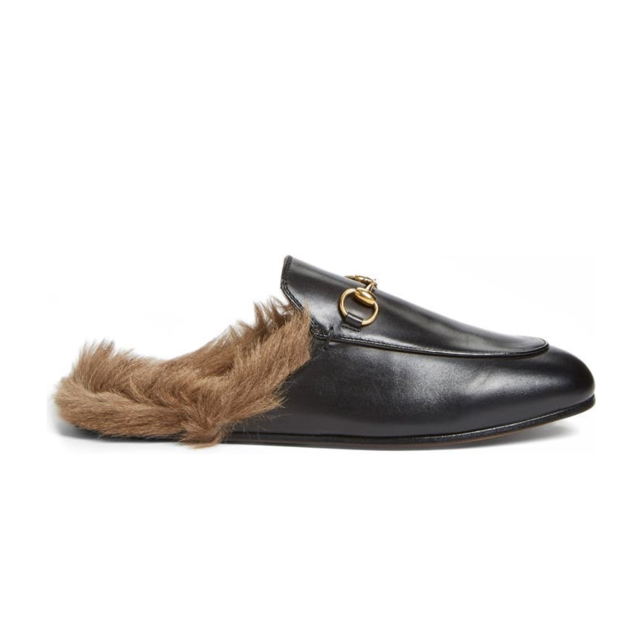 42458-4D164D13-9B72-4F5B-9BAF-57C0E016FA03 Gucci Princetown Genuine Shearling Loafer Mule 'Black' - Image 1