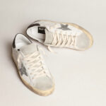 Golden Goose Super-Star with silver star and brown glitter heel tab(Women's) - Image 2