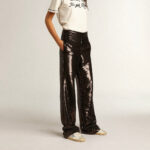Golden Goose Super-Star with silver star and brown glitter heel tab(Women's) - Image 5