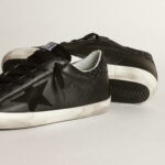 Golden Goose Super-Star in black nappa with black star and glitter heel tab(Women's) - Image 3