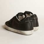 Golden Goose Super-Star in black nappa with black star and glitter heel tab(Women's) - Image 4