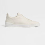 ZEGNA WHITE DEERSKIN TRIPLE STITCH™ SNEAKERS White
