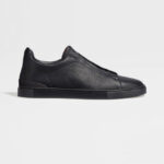 ZEGNA BLACK DEERSKIN TRIPLE STITCH™ SNEAKERS Black