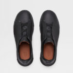 ZEGNA BLACK DEERSKIN TRIPLE STITCH™ SNEAKERS Black - Image 3