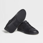 ZEGNA BLACK DEERSKIN TRIPLE STITCH™ SNEAKERS Black - Image 4