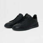ZEGNA BLACK DEERSKIN TRIPLE STITCH™ SNEAKERS Black - Image 6