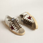 Golden Goose Super-Star with burgundy glitter star and silver heel tab(Women's) - Image 2