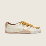 Golden Goose True-Star in white nappa leather with gold star and beige suede heel tab(Women's)