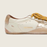 Golden Goose True-Star in white nappa leather with gold star and beige suede heel tab(Women's) - Image 4
