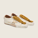 Golden Goose True-Star in white nappa leather with gold star and beige suede heel tab(Women's) - Image 7