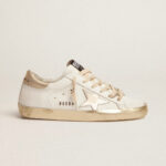Golden Goose Super-Star with gold sparkle foxing and metal stud lettering(Women's)