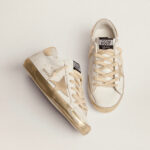 Golden Goose Super-Star with gold sparkle foxing and metal stud lettering(Women's) - Image 2