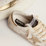 Golden Goose Super-Star with gold sparkle foxing and metal stud lettering(Women's) - Image 3