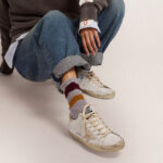 Golden Goose Super-Star with gold sparkle foxing and metal stud lettering(Women's) - Image 5