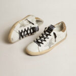 Golden Goose white leather Super-Star with glittery heel tab(Women's) - Image 2