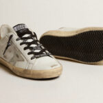 Golden Goose white leather Super-Star with glittery heel tab(Women's) - Image 3