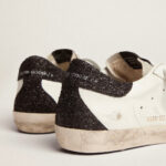 Golden Goose Super-Star in nappa leather with gold glitter star and black glitter heel tab(Women's) - Image 4
