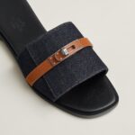 Hermès Giulia sandal 'Bleu Brut / Naturel' - Image 4
