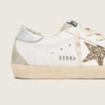 Golden Goose with gold glitter star and ice-gray suede inserts(Women's) - Image 4