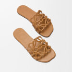Loewe Petal Anagram leather slides 'Camel' - Image 2