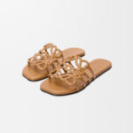 Loewe Petal Anagram leather slides 'Camel' - Image 3