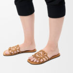 Loewe Petal Anagram leather slides 'Camel' - Image 5