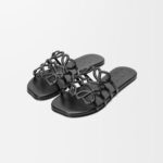 Loewe Petal Anagram leather slides 'All Black' - Image 3