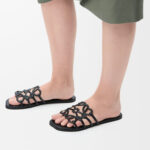Loewe Petal Anagram leather slides 'All Black' - Image 5