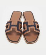 Hermes Oran Sandals Blue/Brut - Image 5