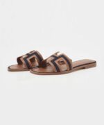 Hermes Oran Sandals Blue/Brut - Image 3