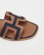 Hermes Oran Sandals Blue/Brut - Image 2